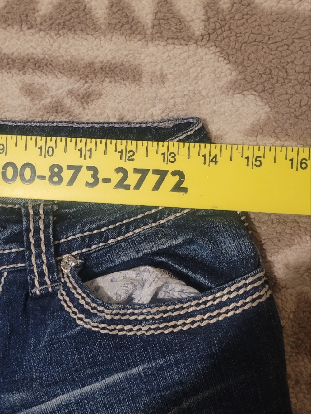 Ariya Dark Blue Bootcut Jeans with White Contrast Stitching - Picture 7 of 9